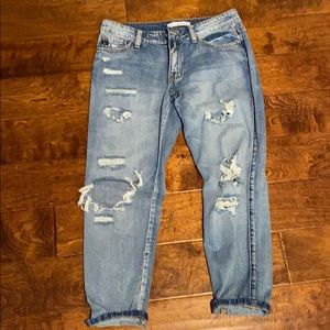 Distressed boyfriend jeans